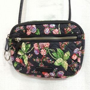 Vera Bradley Crossbody‎ Bag Winter Berry Black Floral Purse